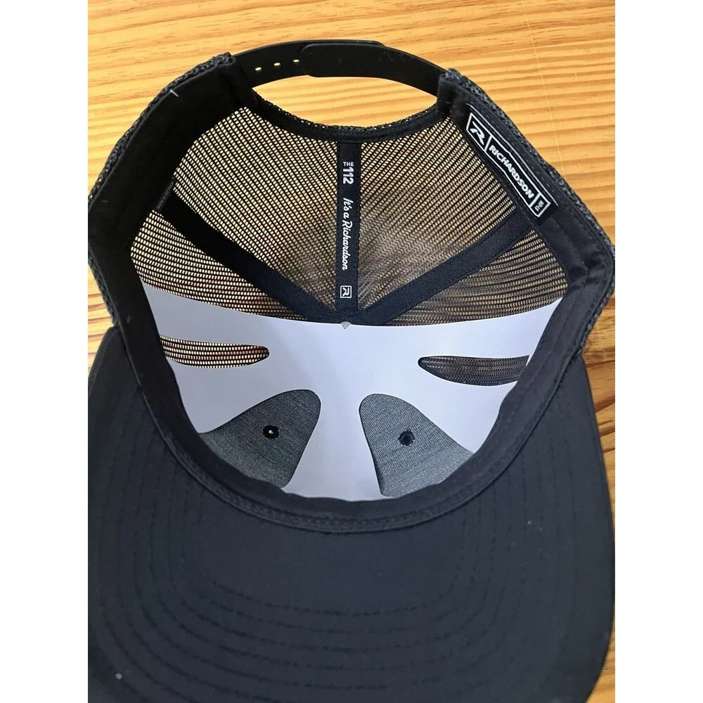 1776 Leather Patch Hat Richardson 112 All Black Size MD-LG NWT America 250 Cap